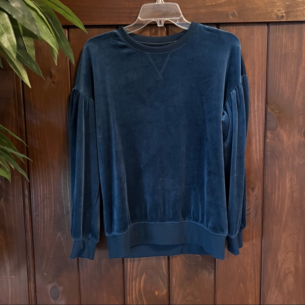 Blue Velvet Drop Sleeve Oversized Sweater
